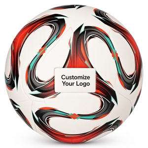 Ballon de football taille 5 avec logo personnalisé, design blanc, rouge et noir, durable pour l'entraînement et les matchs - Product Image 3
