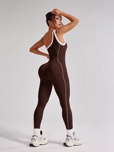 Combinaison de yoga décontractée à une épaule pour femmes |   Combinaison de sport sans manches avec bordure contrastée |   Écologique, séchage rapide, léger - Product Image 4