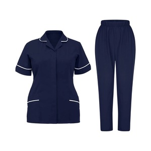 Uniforme Médico para Enfermeras, Bata de Nailon de Secado Rápido, Color Sólido, Cuello en V, Bolsillos, Manga Corta, Modelo Ametrine APC-37 - Product Image 1