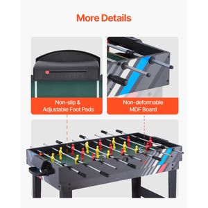 Set Tavolo da Gioco 4-in-1 da 48 Pollici: Air Hockey, Biliardo, Calcio Balilla e Ping Pong - Product Image 3