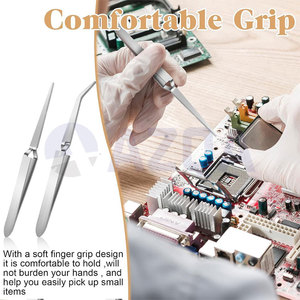 Stainless Steel Professional Reverse Tweezers Set Straight and Curved Tips Precision Craft Jewelry Lash Tool - Product Image 4