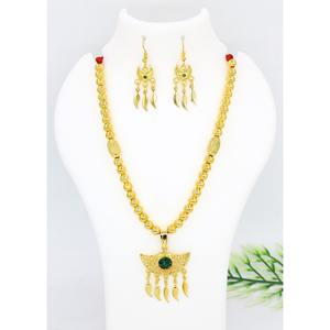 Bijoux arabes COLLIER ENSEMBLE ETHNIQUE MODE AFRICAIN PLAQUÉ OR Chaîne Pendentif boucles d'oreilles Dubaï EAU Indien Bijoux - Product Image 1