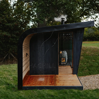 Sauna sec en bois moderne grand format pour intérieur et extérieur avec cabine de douche intégrée, modèle 2026, vente en gros