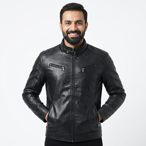 Genuine <b>Sheepskin</b> Bomber Leather <b>Jacket</b> Men Motorcycle Leather <b>Jackets</b> Black Color Men's Leather <b>Jacket</b> For Men - Product Image 1