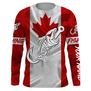 Chemise de pêche avec drapeau canadien pour hommes, manches longues, UPF 50, anti-UV, polyester imprimé, vêtements d'extérieur - Product Image 1