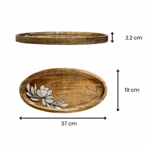 Bandeja Ovalada de Madera de Acacia Pintada a Mano Estilo Bohemio |   Venta al por Mayor de Artesanía de Moradabad - Product Image 4