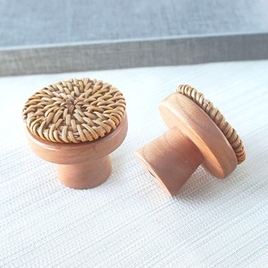 Nouveau bouton de garde-robe en rotin poignée armoire tiroir poignées boutons de commode en osier pour accessoires de meubles - Product Image 1