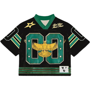 Camiseta de Fútbol de Malla con Estampado Personalizado, Cuello en V, Manga Corta, Negra, Verde y Dorada, Transpirable, que Absorbe la Humedad, para Hombres Adultos - Product Image 1