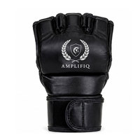 Gants de MMA en cuir pour adultes, design à doigts ouverts, sangle de poignet réglable, fermeture auto-agrippante pour la boxe, le grappling, l'entraînement en salle de sport