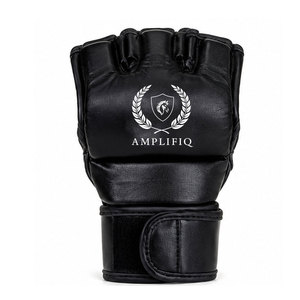 Gants de MMA en cuir pour adultes, design à doigts ouverts, sangle de poignet réglable, fermeture auto-agrippante pour la boxe, le grappling, l'entraînement en salle de sport - Product Image 5
