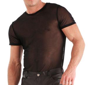 T-shirt en résille pour hommes, vente en gros à faible MOQ, pull à manches courtes en maille pour hommes, t-shirt de sport respirant pour garçons, style streetwear - Product Image 6