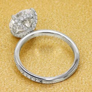 2.5 CT Moissanite <b>925</b> Sterling <b>Silver</b> Gold Prong Set Certified Engagement Wedding Anniversary Diamond Alternative Geometric <b>Ring</b> - Product Image 6