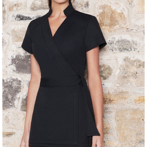 Wrap Style Women Beauty Salon Tunic Shirt Ladies Fancy Hairdressing Uniform Tunic Top Aesthetic Tunic with logo multiple colors - Product Image 2