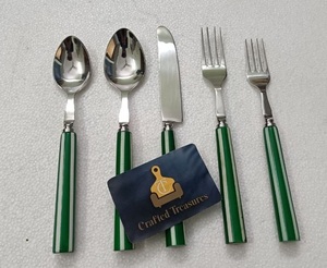 Food Grade & Safe <b>Flatware</b> <b>Set</b> With Resin Handle 18/8 Stainless Steel Dinnerware Tableware Home Decor 5-Piece <b>Flatware</b> Cutlery - Product Image 2