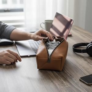 Genuine Leather Toiletry Bag Mens Dopp <b>Kit</b> Travel Wash Bag <b>Shaving</b> <b>Kit</b> Pouch High Quality Wholesale Supplier TYG-0218 - Product Image 6