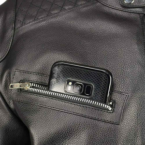 Men's <b>Jacket</b> Winter Slim Fit Casual Biker Cow Skin Stand Collar Thin <b>Canvas</b> Material Waterproof Windbreaker Men Leather <b>Jacket</b> - Product Image 4