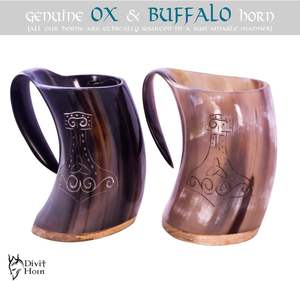 Tasses en corne de buffle polies de qualité supérieure, style animalier, Inde, type Viking, avec logo gravé personnalisé - Product Image 5