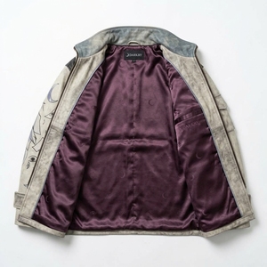 <b>Mens</b> Distressed Vintage <b>Long</b> Leather <b>Coat</b> Anime Spirit Graphic Stand Collar Windbreaker Harajuku Streetwear Outerwear - Product Image 5