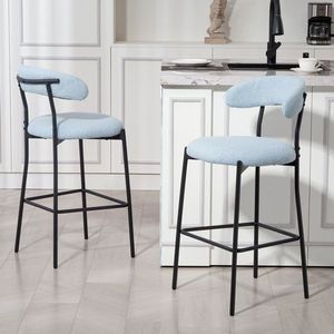 26 ''orsacchiotto copertura in tessuto da bancone sgabelli da Bar con rivestimento a polvere nera Base poggiapiedi cucina isola da bancone sgabello da Bar blu - Product Image 5