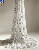 Tissu en dentelle brodée de sequins YX1596, maille florale scintillante pour robes, robes de soirée et vêtements de créateurs pour femmes