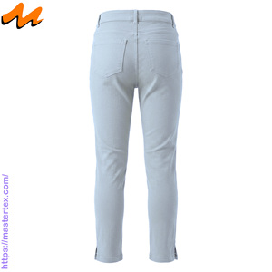 Pantalon décontracté pour femme, coupe régulière, cinq poches, ourlet fendu, tissu respirant, été-printemps, coton élasthanne 6,64 oz - Product Image 3