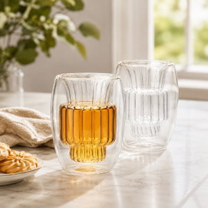Tasse en verre borosilicate double paroi de 200 ml, faite à la main, sans plomb, isolée, pour café, thé, latte, expresso, réutilisable, en gros - Product Image 6