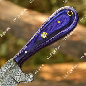 มีดล่าสัตว์และชำแหละหนัง ใบมีดเหล็กดามัสกัส ด้ามไม้ปักก้า รับผลิตแบบ OEM/ODM ปรับแต่งได้ตามต้องการ ด้ามตรง ของขวัญสำหรับเขา - Product Image 5