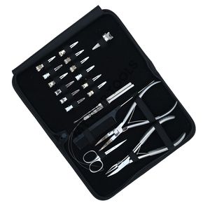 Kit d'outils tout-en-un pour extensions de cheveux argentées, pour usage en salon, avec pinces pour extensions à micro-perles, ciseaux à boucle et peigne - Product Image 1