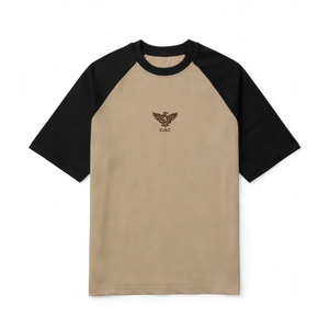 <b>Mens</b> Solid Embroidered <b>Raglan</b> <b>T</b>-<b>Shirt</b> Short Sleeve Crew Neck Casual Streetwear Custom Logo 100% Cotton 220 Grams Eco-Friendly - Product Image 3