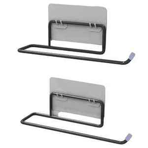 Porte-serviettes mural minimaliste en acier inoxydable, étanche et anti-odeur, avec plaque arrière en acrylique transparent, sans électricité - Product Image 1