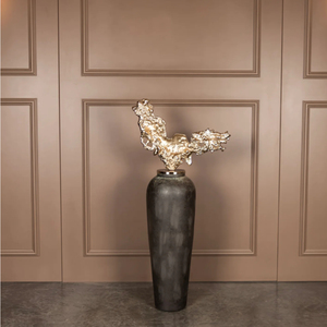 Vase de sol moderne de luxe en feuille d'or, grande sculpture décorative en métal pour salon, hall d'hôtel, décoration intérieure - Product Image 3