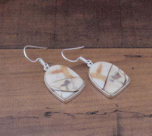 Boucles d'oreilles en jaspe naturel, plaquées argent sterling 925, pierre de guérison, pendantes, faites à la main, bijoux de luxe terreux, vente en gros pour mariage - Product Image 5