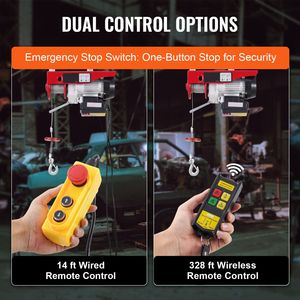 1320 Lbs 328 ft Wireless Electric <b>Hoist</b> Crane Winch 14 ft Wired Remote 12V DC Motor 2000lb Load Capacity 24V Strap for Auto - Product Image 2