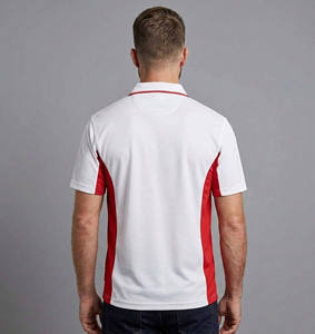 High Quality Men's White Red Contrast for <b>Shirt</b> Turn Collar Short Sleeve Front <b>Flame</b> Logo Regular Fit Casual Breathable Knitted - Product Image 6