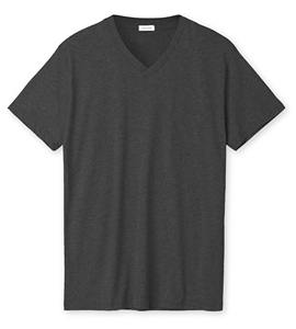 T-shirt pour homme gris foncé à col en V, manches courtes, décontracté, 100% coton peigné, coupe ample, style minimaliste, logo personnalisé - Product Image 6