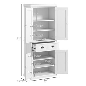 72-Inch White Freestanding <b>Pantry</b> Cabinet <b>Kitchen</b> Storage with 4 Adjustable Doors Drawer and Shelves - Product Image 3