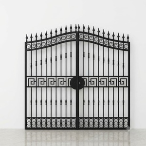 Portail double battant de sécurité en fer forgé thermolaqué robuste KHP, style européen, avec installation facile pour villa - Product Image 1
