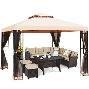 Auvent en métal ventilé à 2 niveaux 10x10 pieds avec moustiquaire pour gazebo ou pavillon de pergola - Product Image 3
