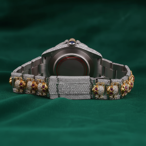 Reloj de Cuarzo Plateado de Dos Tonos con Brazalete Decorado con Piedras, Esfera Redonda con Indicador de Fecha, Reloj de Pulsera de Acero Inoxidable - Product Image 2