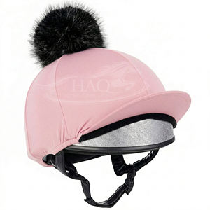 Funda para Casco de Equitación de Fabricante OEM, con Pompón de Piel Sintética, Elástica, para Competición, Suministro al por Mayor - Product Image 3