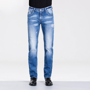 Jean en denim pour homme, taille mi-haute, style vintage hip-hop streetwear, en coton respirant, marron uni, avec fermetures éclair latérales, coupe droite - Product Image 2