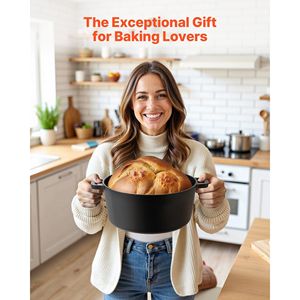 Pentola Olandese in Ghisa Pretrattata 2-in-1 con Coperchio a Padella 5QT, Accessori per Cucina e Cestello per Lievitazione del Pane - Product Image 6