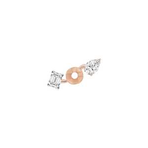 Ear <b>Climber</b> Jackets 10K 14K 18K Solid Gold Prong Set Pear Emerald Cut Lab Grown Diamond Elegant Minimalist Everyday Wear Jewelry - Product Image 3