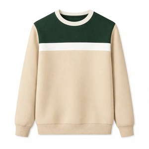 Sudadera de Cuello Redondo para Hombre, Diseño Color Block, Corte Regular, Tejido de Algodón, Estilo Casual Otoñal, Rayas Negras, Grises y Blancas - Product Image 5