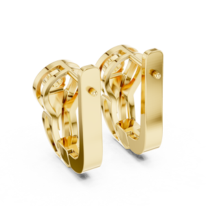 ต่างหูห่วงทรงบาหลีประดับเพชรซิคอน เงินแท้ 925 ชุบทอง 18K รุ่น Twin Solitaire ดีไซน์เรียบหรูสำหรับผู้หญิง - Product Image 4