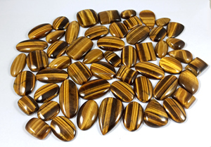 Piedra Preciosa Natural de Ojo de Tigre Amarillo de la Mejor Calidad, Corte Cabochón, Forma Mixta para Joyería - Product Image 2