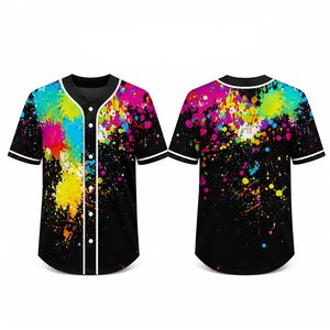 Camiseta de Béisbol de Alta Calidad con Sublimación de Pintura, Cuello en V con Botones, Malla Resistente, Personalizable, Fabricante Mayorista OEM - Product Image 1