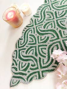 Handmade Embroidered Fabric <b>Table</b> <b>Runner</b> Customized <b>Green</b> Leaf Design Luxury Eco-Friendly Durable Decorative Mat - Product Image 6