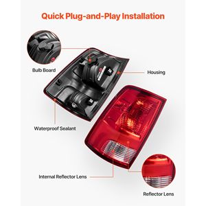 Gruppo Luci Posteriori Alogene per Dodge Ram 1500 2500 3500 2009-2018, Compatibile con Dodge Ram 1500 2019-2020 Versione Sinistra - Product Image 6