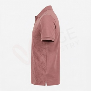 Polo à manches courtes rose pour homme, tricoté, imprimé, coupe classique, boutons - Product Image 3